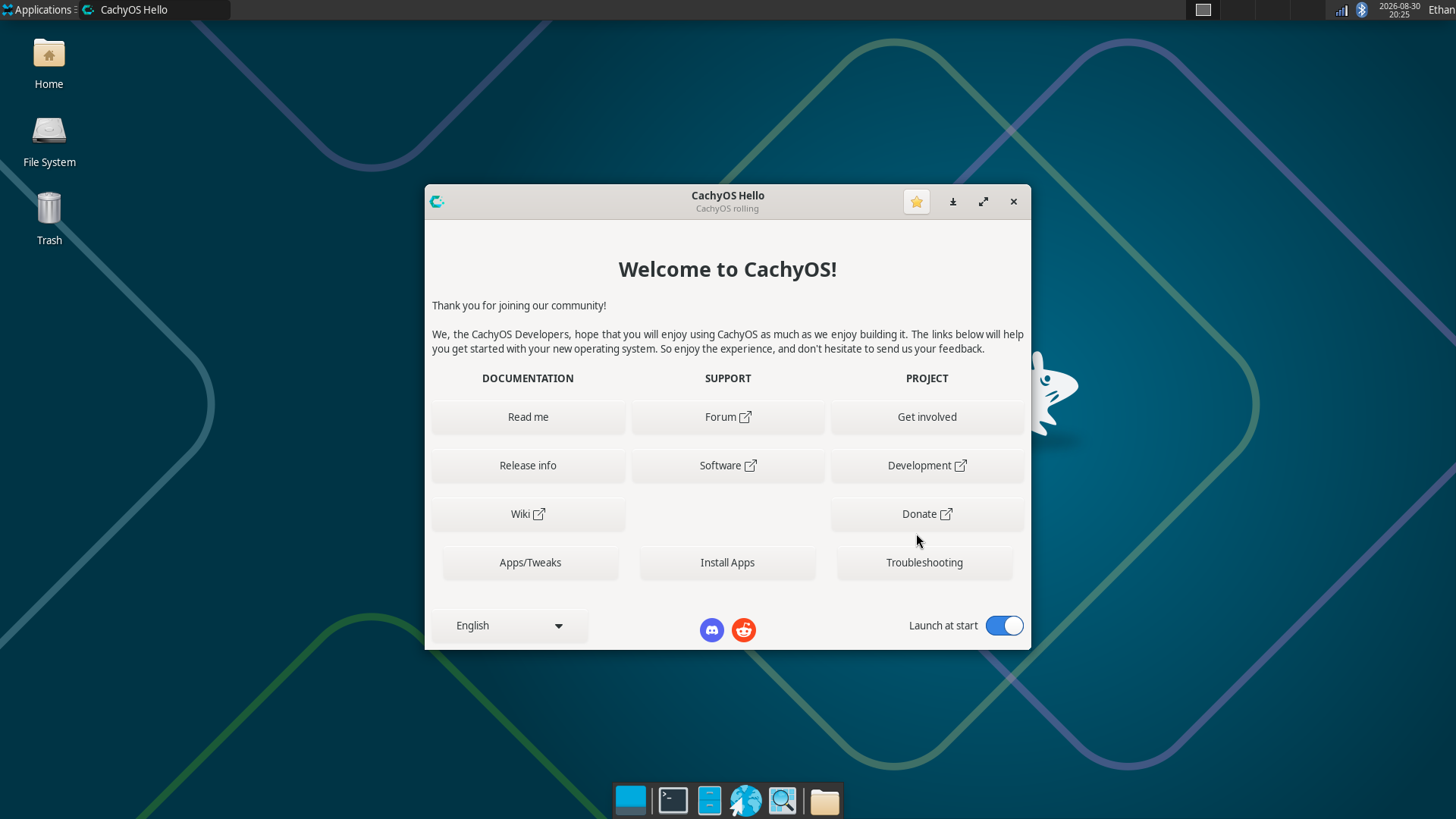 The installed CachyOS Xfce desktop